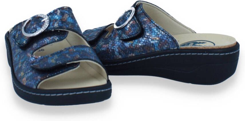 FRANKEN SCHUHE Dames Slipper Ortho Blue Multi MULTICOLOR
