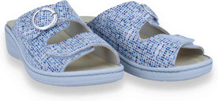 FRANKEN SCHUHE Dames Slipper Ortho Mosaik BLAUW