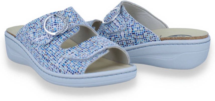 FRANKEN SCHUHE Dames Slipper Ortho Mosaik BLAUW