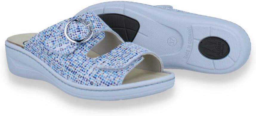 FRANKEN SCHUHE Dames Slipper Ortho Mosaik BLAUW