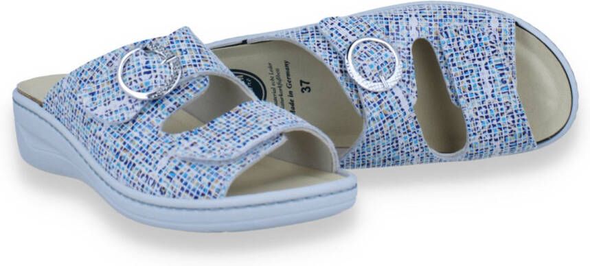 FRANKEN SCHUHE Dames Slipper Ortho Mosaik BLAUW