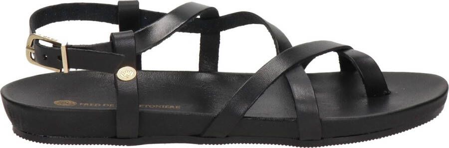 Fred de la bretoniere Sandaal leer kurk voetbed zwart