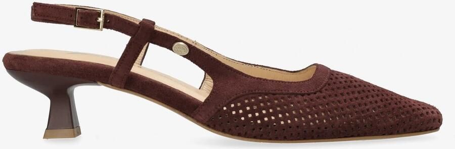 Fred de la Bretoniere Carly Sling Perfo Slingback Suède Bordeauxrood