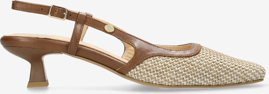 Fred de la Bretoniere Carly Sling Slingback Raffia Beige bruin