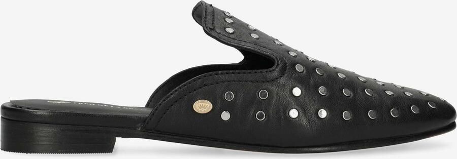 Fred de la Bretoniere Elia Stud Slipper Leer Zwart