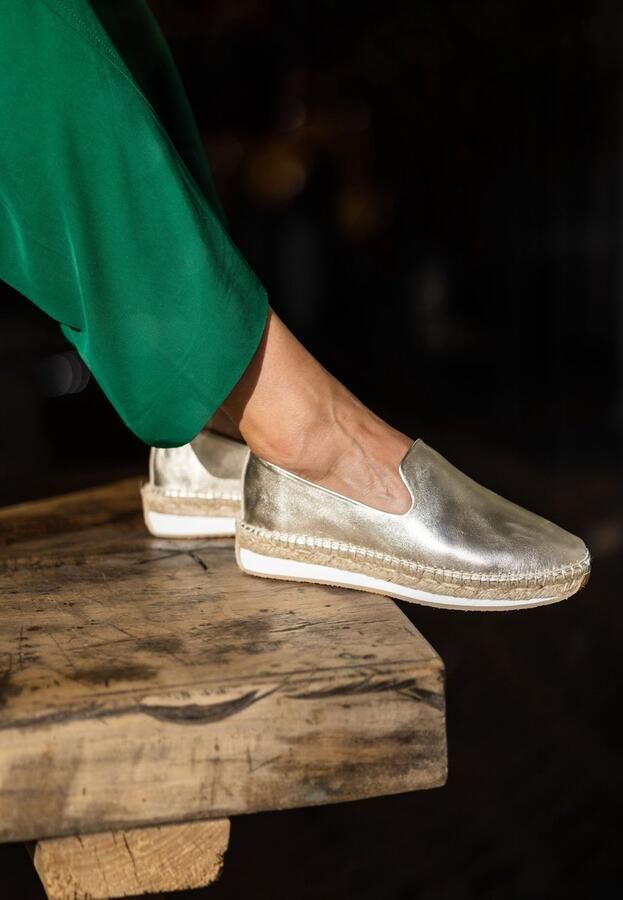FRED DE LA BRETONIERE Espadrilles Dames 152010243 Leer Goud - Foto 4