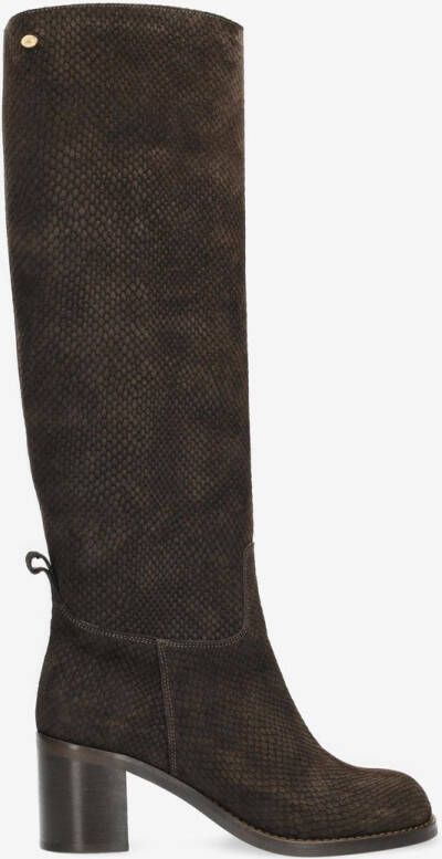 Fred de la Bretoniere Heeled High Boot Finy Hey Donker Brown Dames Laarzen