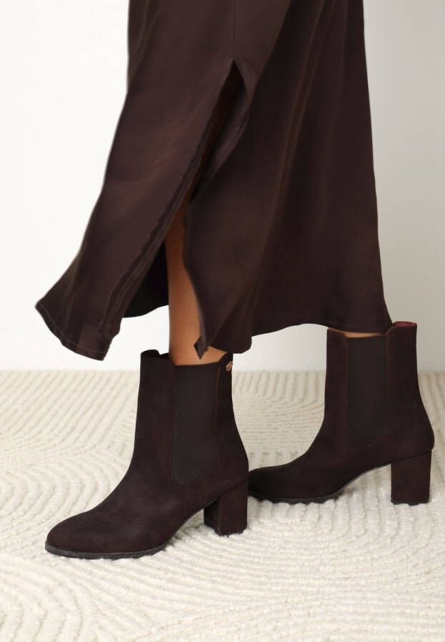 Fred de la Bretoniere Heeled Enkellaarzen Farah Chelsea Donker Brown Dames Laarzen