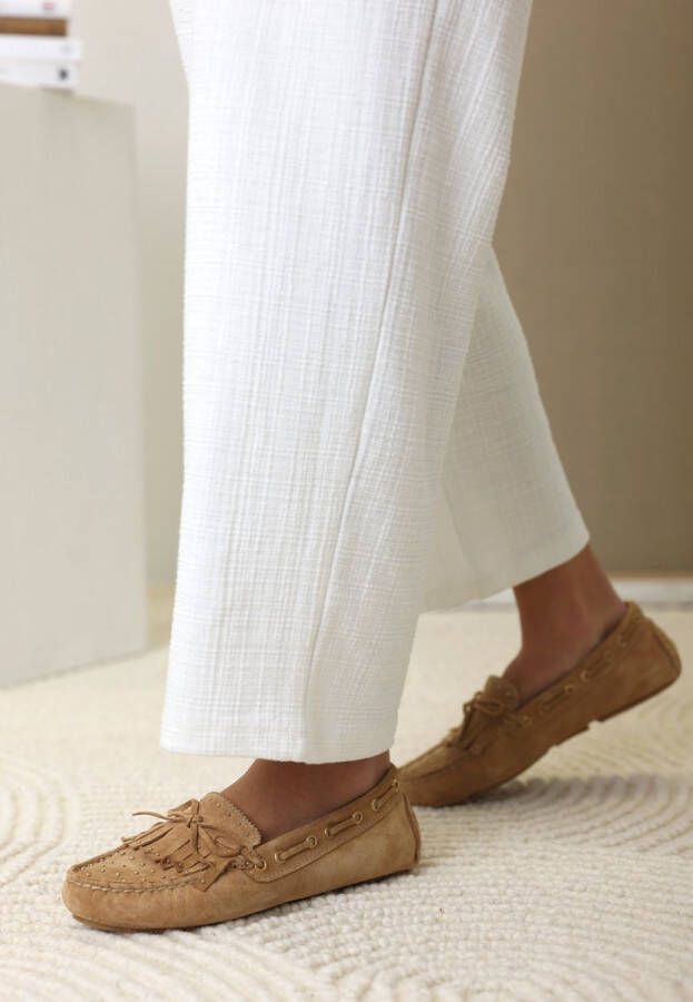 Fred de la bretoniere Billy Indy mocassin Suède Licht cognac