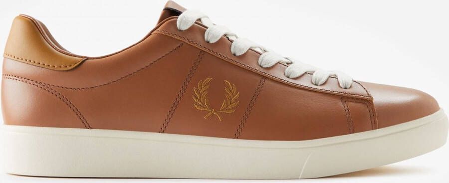 Fred Perry Leren Sneakers met Rubberen Zool Brown Heren