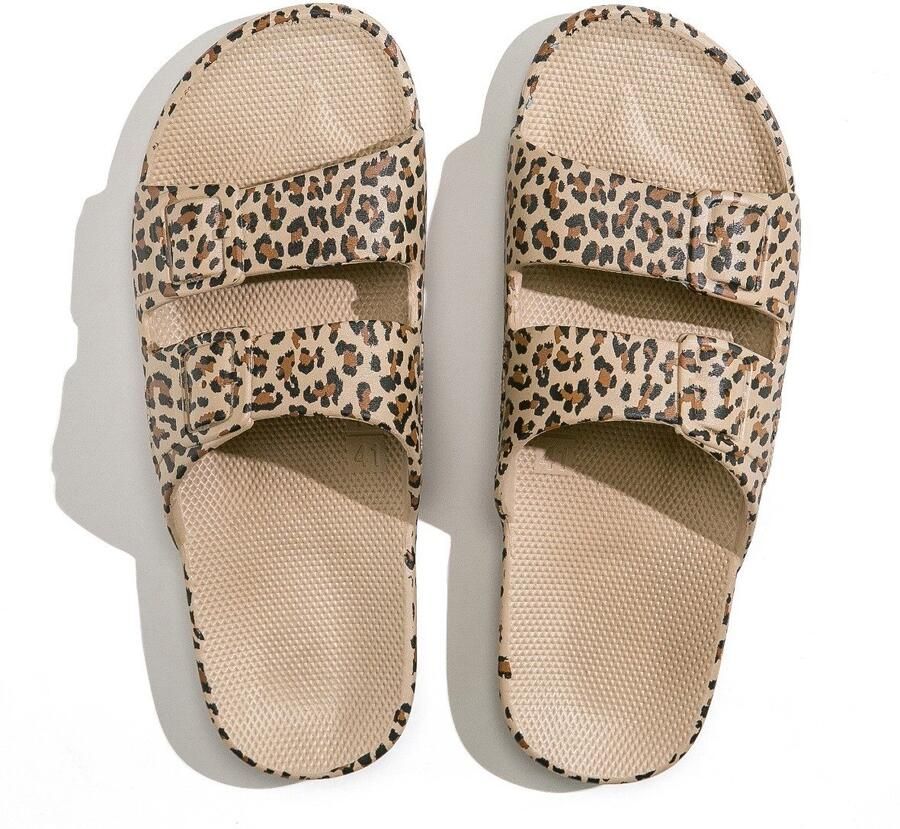 Freedom Moses slippers met panterprint beige Meisjes Kunststof Panterprint 37 38 - Foto 2
