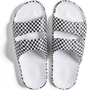 Freedom Moses Slippers Lax Zwart Wit geblokt