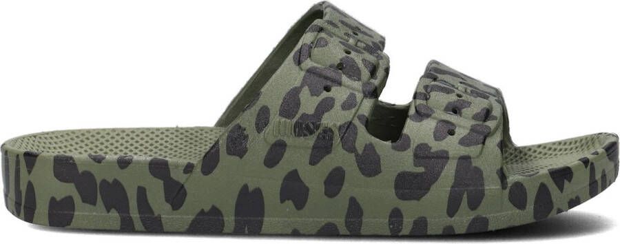 Freedom Moses Slippers Leo Cactus Groen met Leopard print