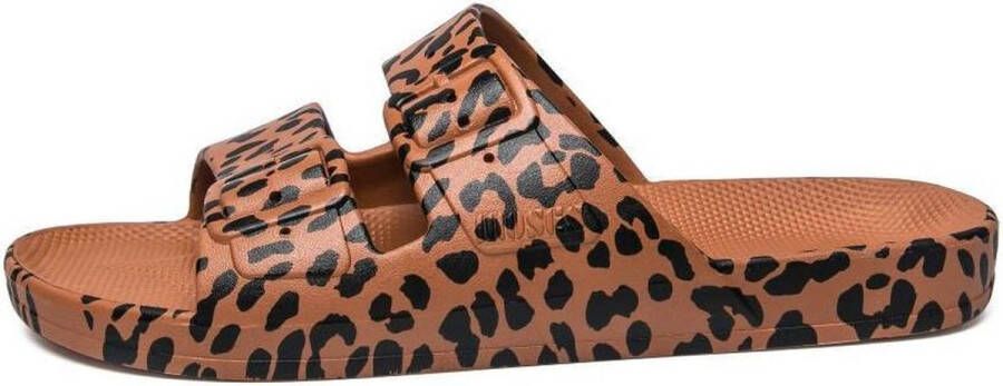 Freedom Moses ""Slippers Leo Toffee"" Caramel met Leopard print