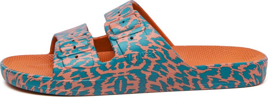 Freedom Moses Slippers Slides Vegan Ikat Chai Print Oranje