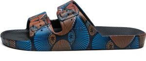 Freedom Moses Slippers Slides Vegan Kenya Black Print Zwart