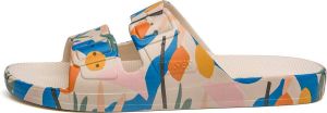 Freedom Moses slippers Slides Vegan Palmetto Stone Print Beige