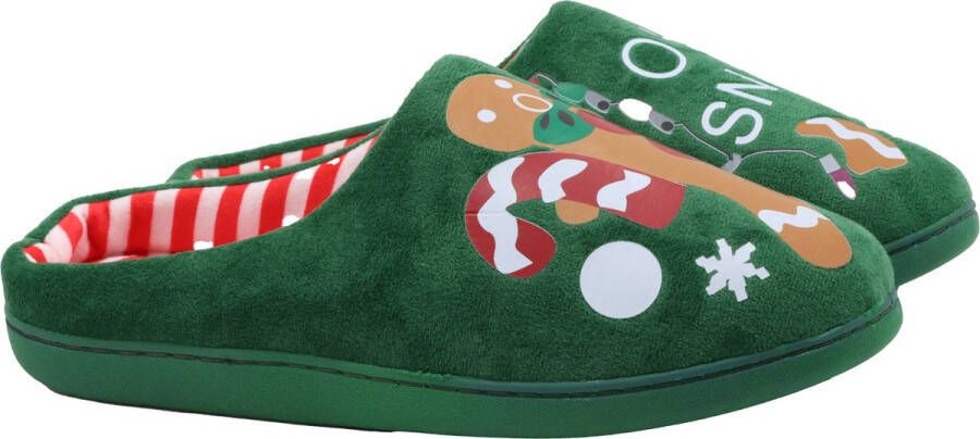 FRENZY Kerst Special! Heren Pantoffel Christmas Gingerbread Men Groen