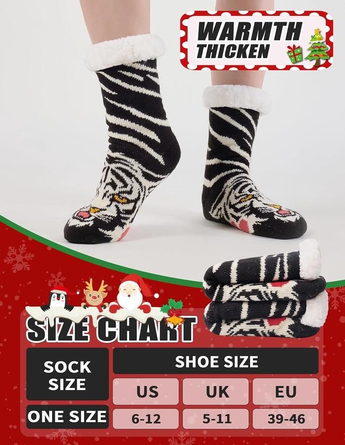 Fuzzy Slipper Sokken Tijger Met Antislip en Fleece Voering Ideaal voor Thuisgebruik Voor Heren