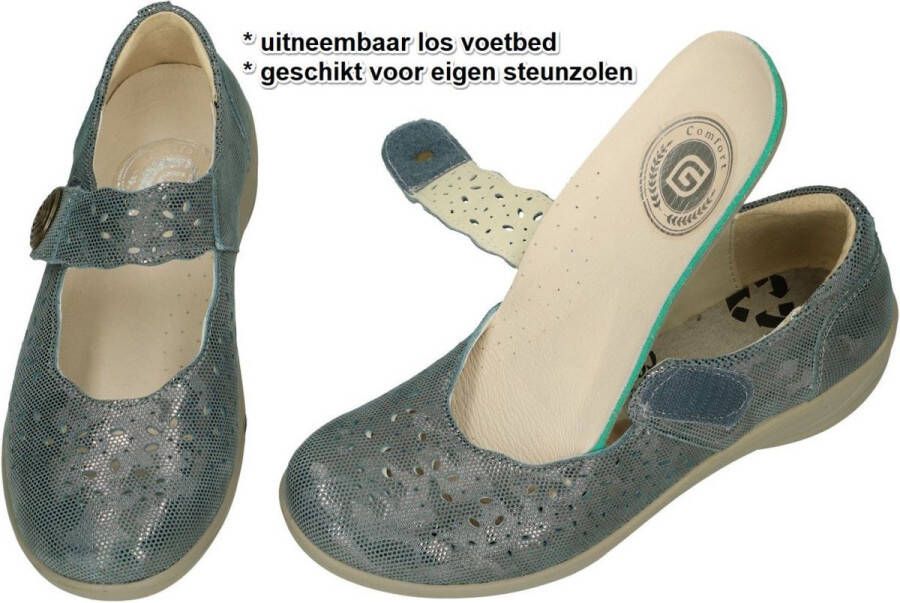 G-comfort -Dames blauw petrol ballerina's & mocassins