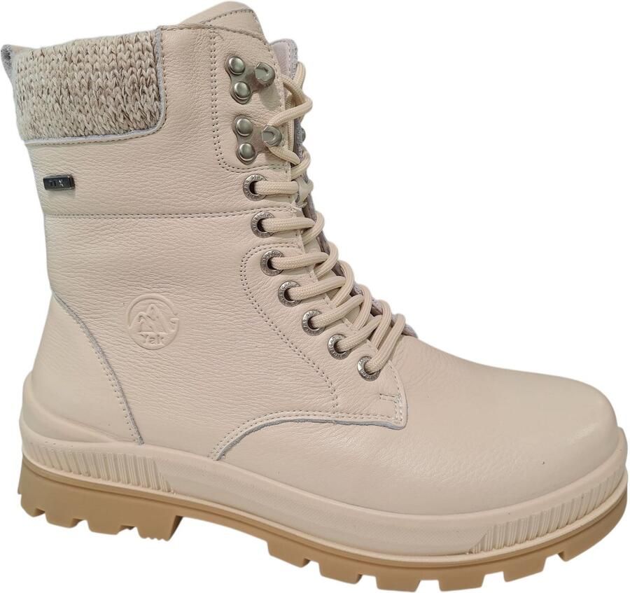 G-comfort Offwhite Leren Dames veterboots Offwhite