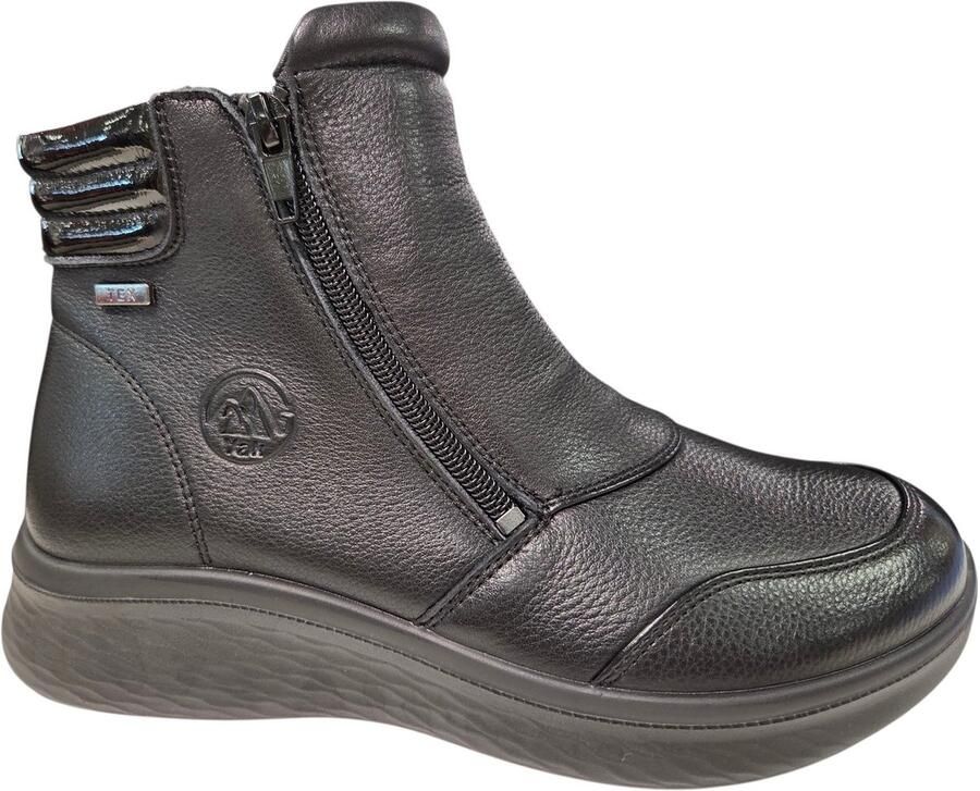 G-comfort Zwarte Leren Enkellaarsje Dames Zwart
