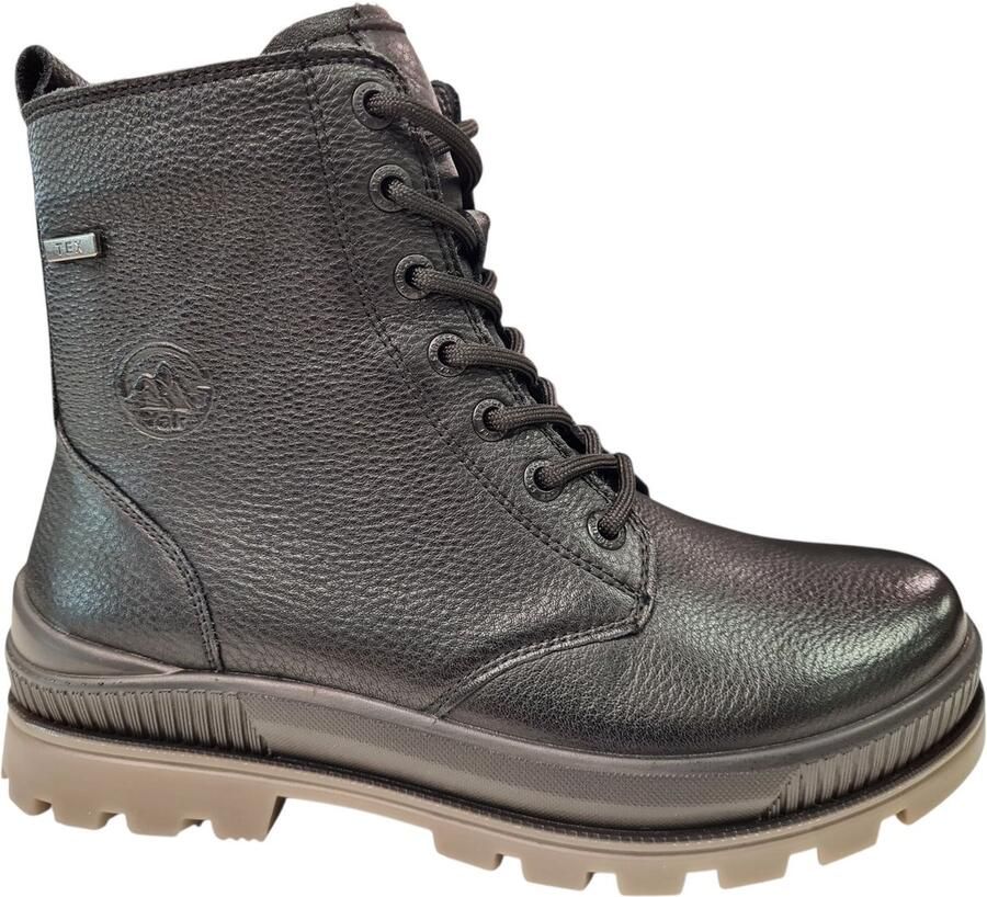 G-comfort Zwarte Yak Leren Dames Veterboots Zwart