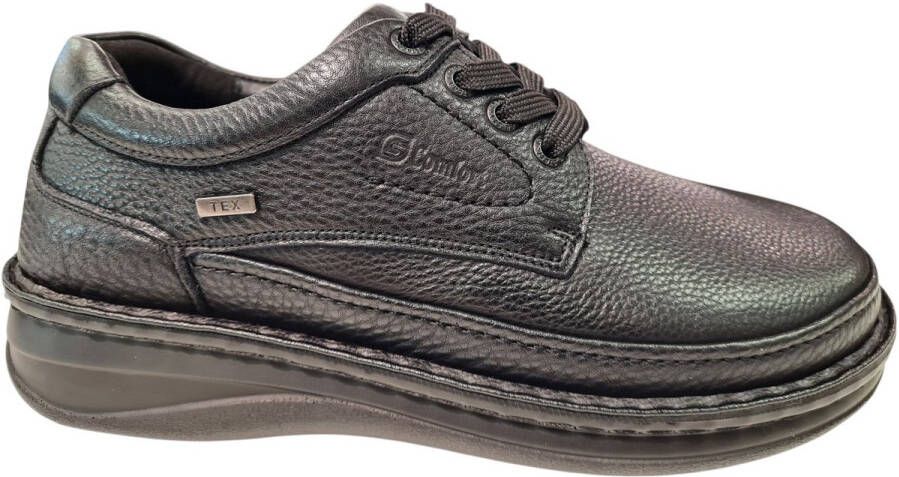 G-comfort Zwarte Hertenleren Heren Veterschoenen Zwart