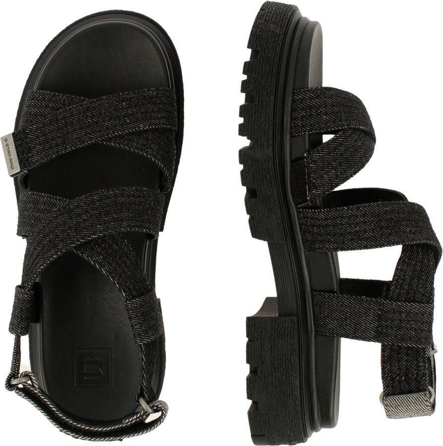 G-Star Chunky Denim Sandaal met Verstelbare Banden Zwart Dames