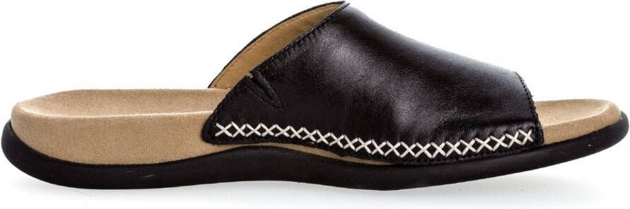 Gabor Zwarte leren slippers voor vrouwen