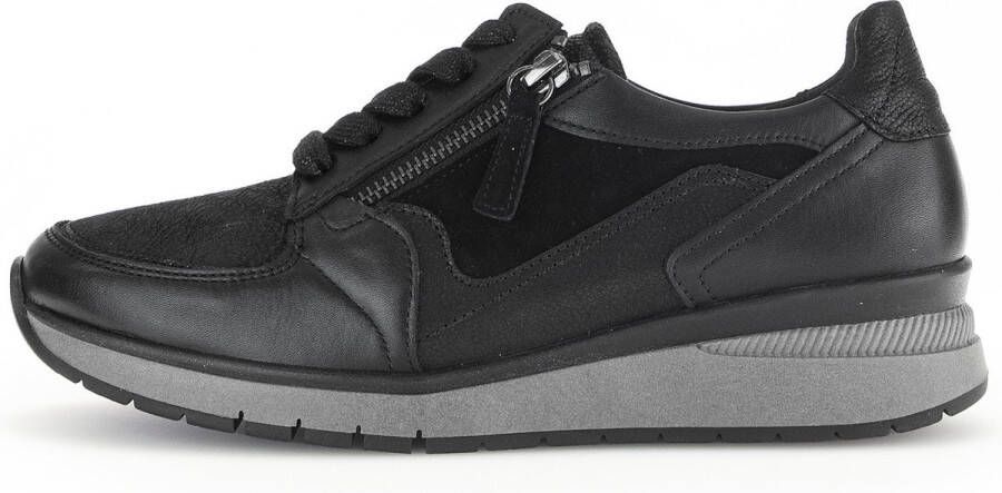 Gabor -art 76.307 67-sneaker-zwart-grijze zool-veter rits-K-leest