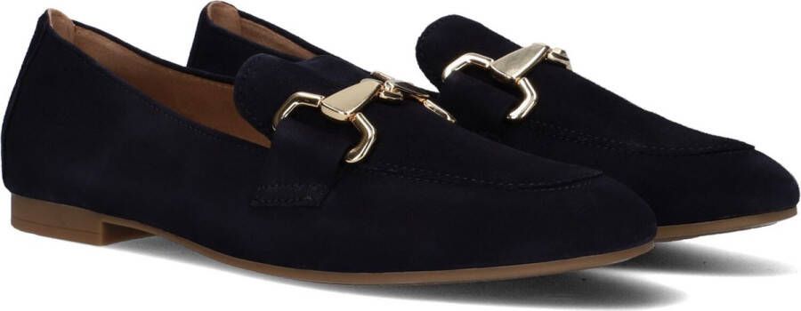 Gabor Elegante blauwe suède loafers met gouden detail Blue Dames