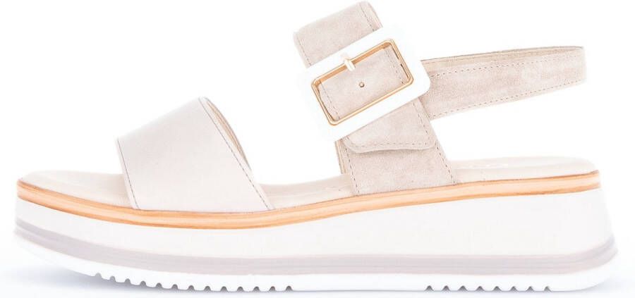 Gabor Comfortabele leren sandalen met klittenbandsluiting Beige Dames