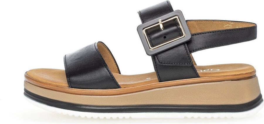 Gabor Comfortabele leren sandalen met klittenbandsluiting Black Dames