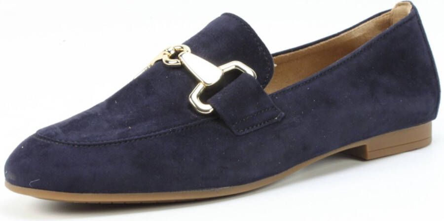 Gabor Elegante blauwe suède loafers met gouden detail Blue Dames