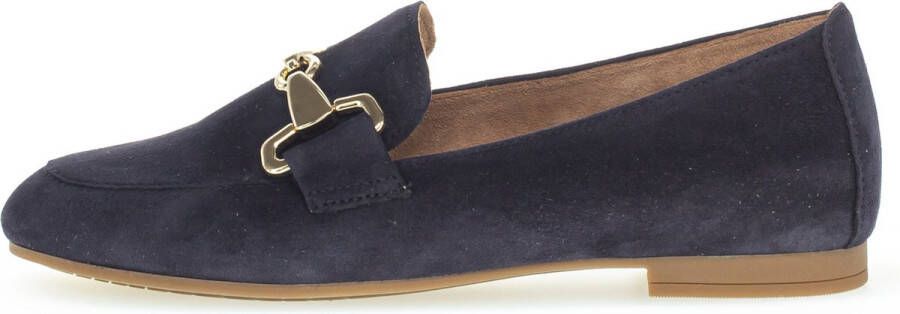 Gabor Elegante blauwe suède loafers met gouden detail Blue Dames