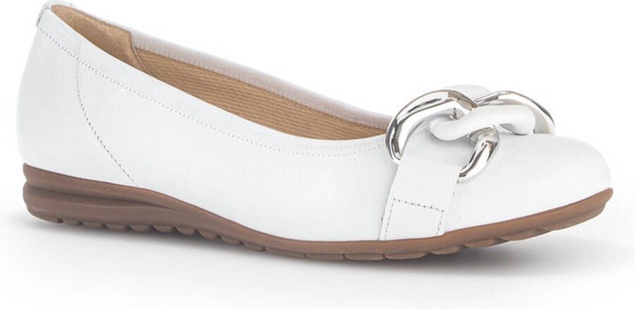 Gabor Witte leren ballerina schoenen White Dames