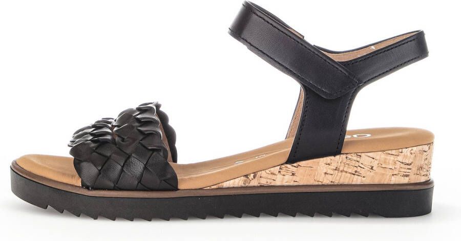 Gabor Zwarte leren sandalen met gevlochten bandjes Black Dames