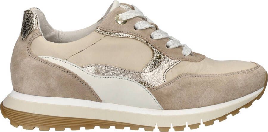 Gabor Beige Leren Sneakers met Suède Panelen Beige Dames