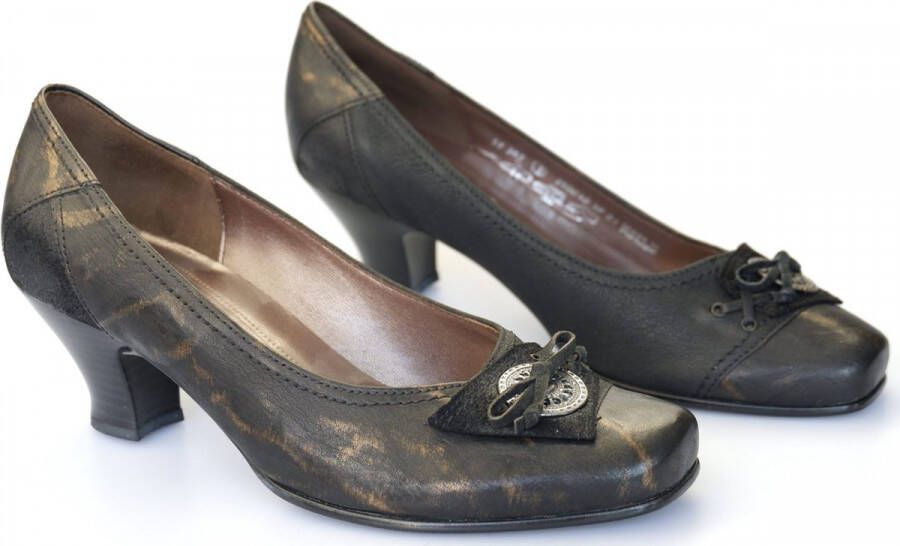 Gabor Trendy zwarte gouden leren pump Black Dames