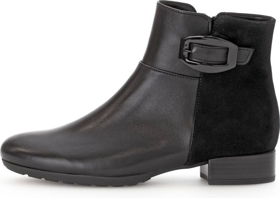 Gabor Zwart leren enkellaarsje met comfortabele hak Black Dames