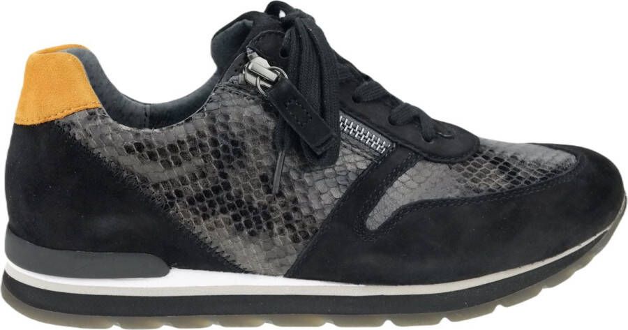 Gabor Trendy Leren Python Print Sneaker Black Dames