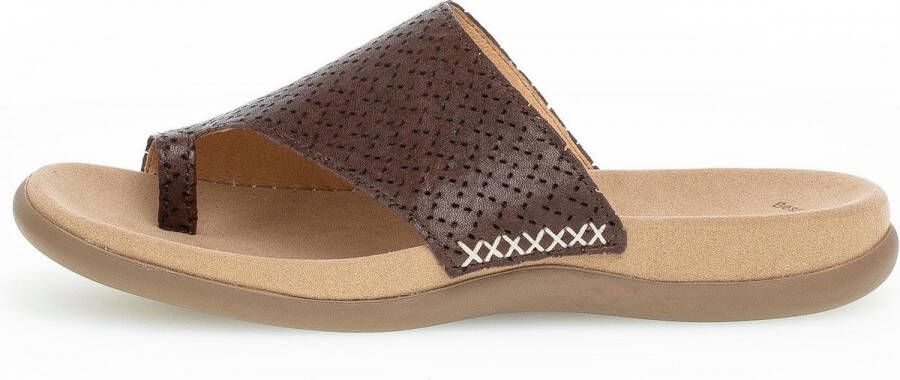 Gabor Cognac Leren Sandalen Platte Zool Brown Dames