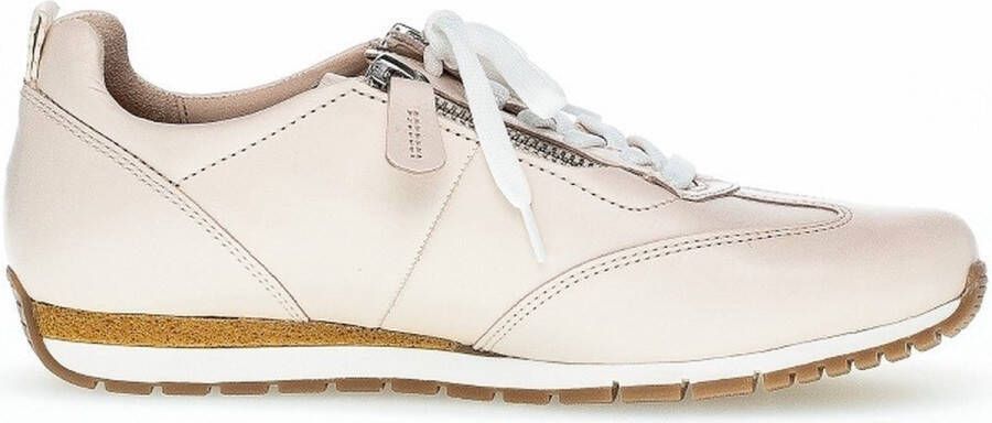 Gabor Leren Sneaker met Dubbele Ritsen Beige Dames