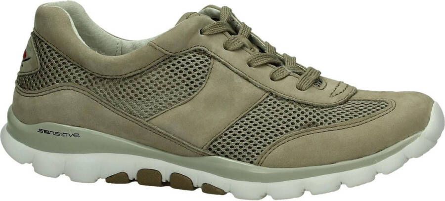 Gabor 66966 Sneaker laag gekleed Dames Taupe 33 -Mesh Visone Nubuk Visone