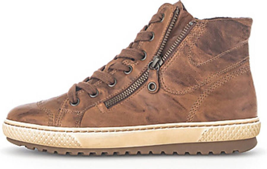 Gabor 754 Hoge sneakers Leren Sneaker Dames Cognac - Foto 4