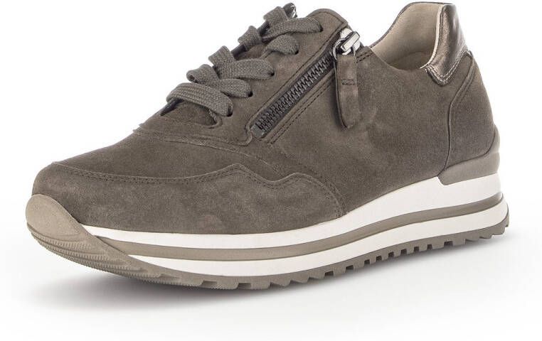 Gabor -art 76.528 20- sneaker- taupe-suede-veter rits-H leest