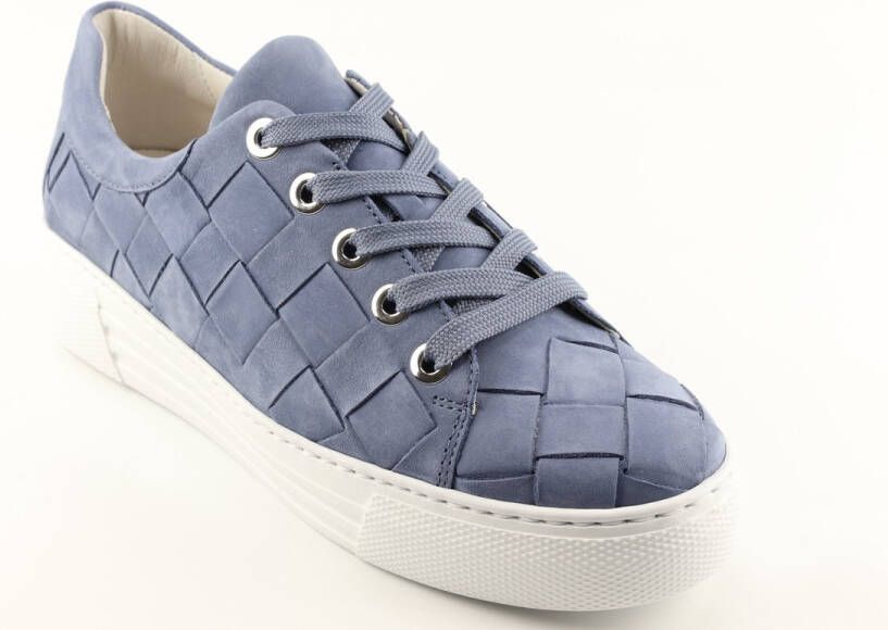 Gabor Blauwe Leren Sneaker Trendy Gewatteerde Stijl Blue Dames - Foto 1