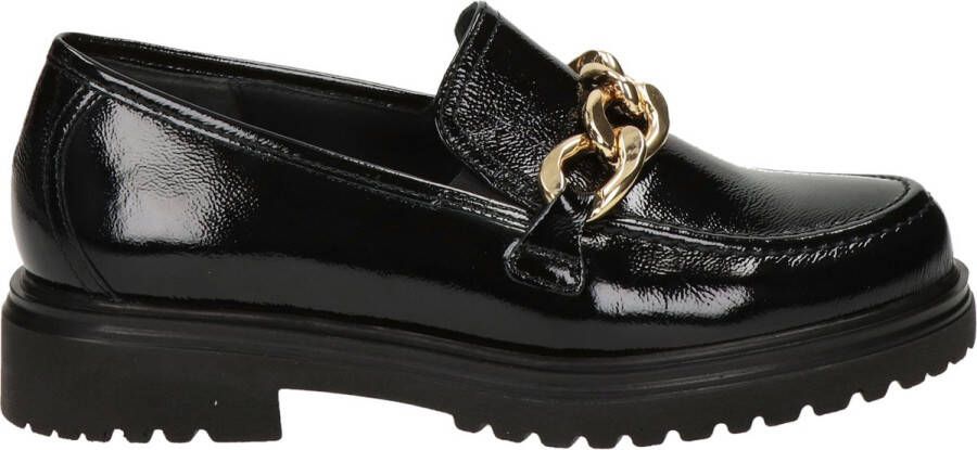 Gabor Elegante en stijlvolle loafer met goudkleurig kettingdetail Black Dames