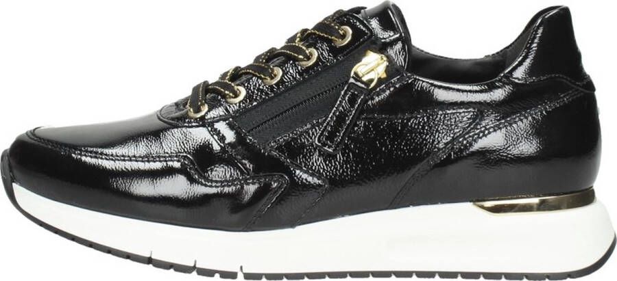Gabor Zwarte Sneakers Trendy Rits Uitneembare Binnenzool Black Dames